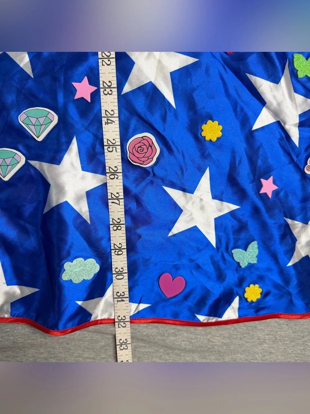 Superman Cape Six Flags Youth 7-12 Years Old 32” Long Sparkly Rainbows Stars